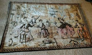 Vintage Large Velvet Victorian Fringed Tapestry Rug Wall Hanging 74 " X 48 "