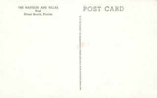 Postcard The Nautilus And Villas Pool Miami Beach Florida Hotel 2