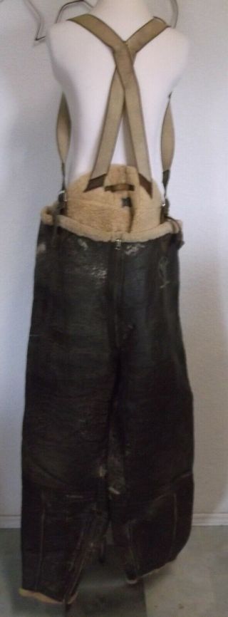 Ww2 Usaaf Type B1 Army Air Corp Leather Trousers,  Suspenders Lined Pants