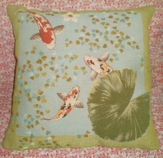 Vintage Iosis Paris France Couture Home Decor Tapestry Koi Fish Throw Pillow