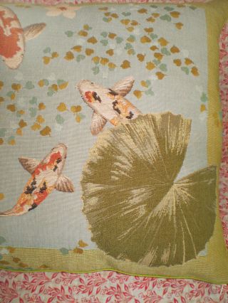Vintage IOSIS PARIS FRANCE Couture Home Decor Tapestry KOI FISH THROW PILLOW 3