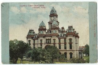 Lockhart Texas Tx 1910 Postcard Caldwell County Court House
