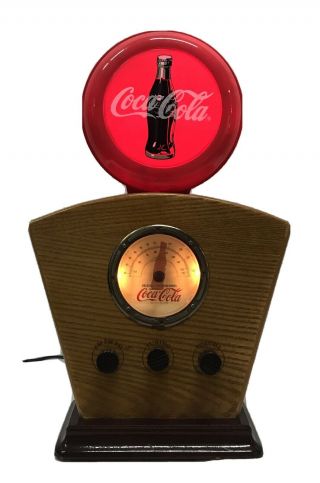 Vintage Coca Cola 1934 Style Red Disc Icon Am/fm Radio W Lighted Dial