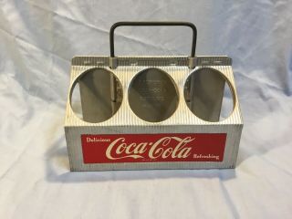 Vintage Coca Cola 6 - Pack Coke Bottle Carrier Aluminum Metal Caddy