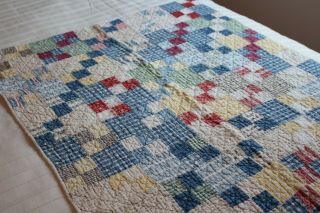 Vintage Sweet Patchwork Crib Quilt 28x36 All Hand Stitched