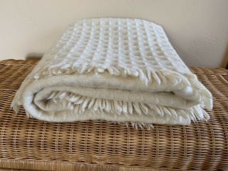 Vintage Pendleton 100 Virgin Wool Blanket Off - White Fringe 48x56” Fast Ship