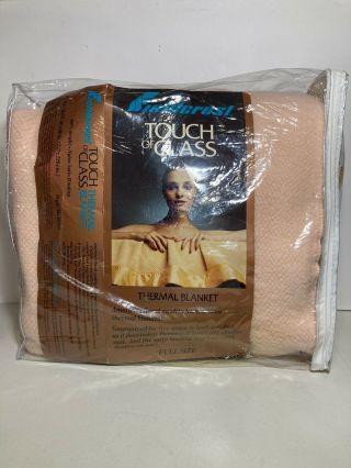 Vintage Fieldcrest Pink Touch Of Class Full Size Loom Woven Thermal Blanket