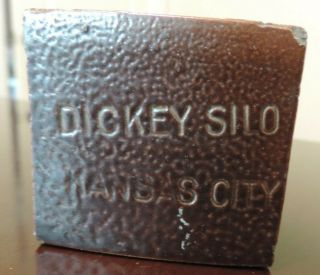 Vintage Kansas City Mo Dickey Silo 2 " Clay Brick Salesman 