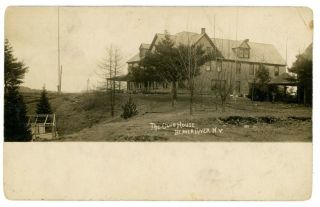 Beaver River Ny - View Of Club House - Rppc Postcard Adirondacks