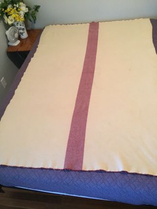 Vintage Wool Blanket Pink Stripe 52 - 1/2x75”