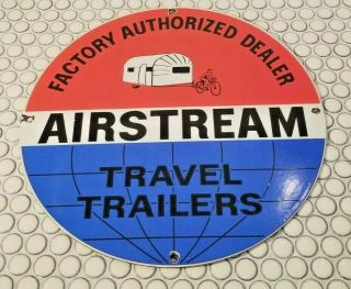Vintage Airstream Porcelain Travel Trailers Rv Service Sales Motor Sign