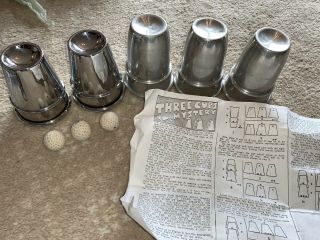 Vintage Magic Trick - Cups And Balls - One Complete Vintage Set And 2 More Cups