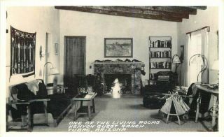Arizona Living Rooms Kenyon Guest Ranch Tubac 1940s Rppc Photo Postcard 6811