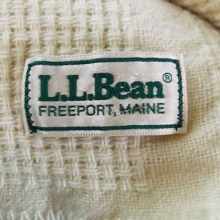 Vintage Llbean Waffle Weave White Ivory Wool Blanket 72x 80”usa