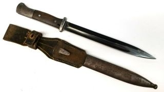 Wwii German K98 Mauser Rifle Bayonet S/155g Code With Leather Frog