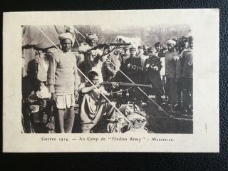 1914 - 1918 World War I British Indian Sikh Camp In Marseille France Postcard