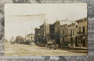 Real Photo Postcard Rppc Main Street Carson City Michigan Mi 1910