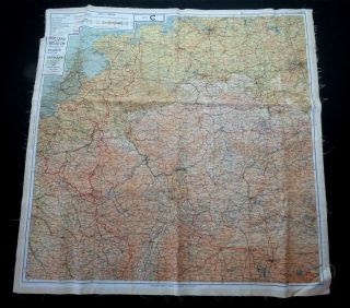Ww2 B - 17 Pilots Cloth Survival Map Sheet C/d Germany France Belgium Switzerland