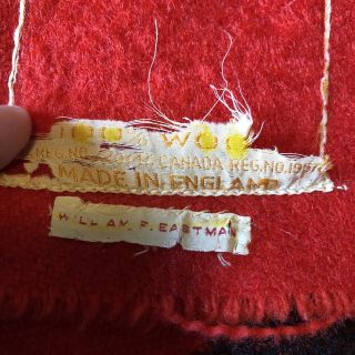 Vintage Hudson’s Bay 4 Point Blanket 100 Wool Red Black 87 x 65 England 3