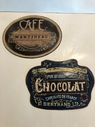Vintage Styled French Chocolate And Café Metal Signs