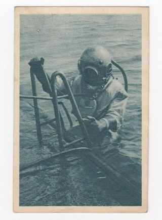 Navy Postcard Diver On The Wreck Of The German Battleship Zahringen