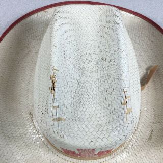 Vintage International Harvester Straw Cowboy Hat IH Red Logo Size Large 2