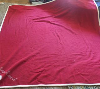Vintage Red Horner Woolen Mills Wool Camp Trade Blanket Cabin 88 X 72 Buick Logo