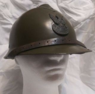Poland 2nd Republic 1939 Ww2 - Start Mobilized Troops French - Made Adrian Helmet