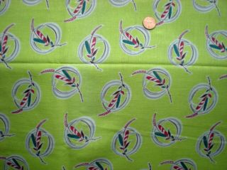 Feathers On Chartreuse Full Novelty Vtg Feedsack Quilt Sewing Dollclothes Craft