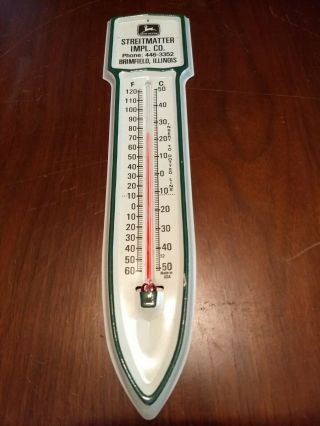 Vintage John Deere Farm Equipment Metal Thermometer.  Cool