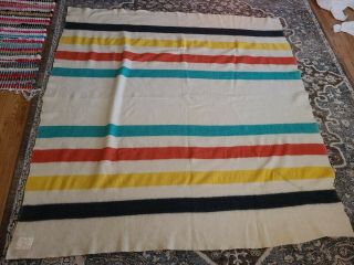 Vintage 1950 ' s JC Penney ' s Golden Dawn 100 Wool Blanket 75X76 2