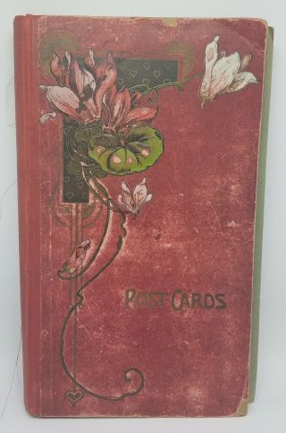 Vintage Cartes Postales Hardcover Post Card Photo Album Photo Art Nouveau