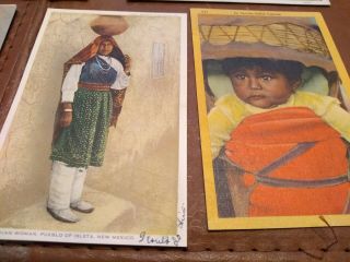 5 Vintage American Indian Postcards Hopi Dance,  Kiowa Papoose,  Pueblo of Isleta 3