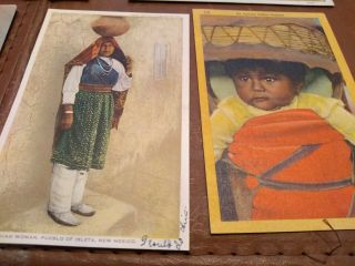 5 Vintage American Indian Postcards Hopi Dance,  Kiowa Papoose,  Pueblo of Isleta 4