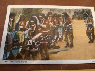 5 Vintage American Indian Postcards Hopi Dance,  Kiowa Papoose,  Pueblo of Isleta 5