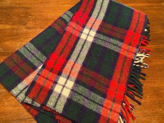 Vintage Horner Tartan Wool Fringe Throw Blanket For Use Or Repurpose Flawed