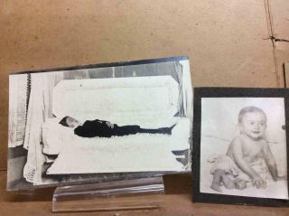 Rppc Post Mortem Child In Coffin Named W/ Baby Photo Dayton Ohio 1