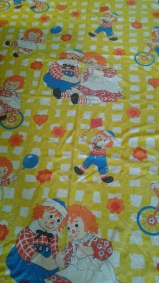 Vintage Raggedy Ann And Andy Twin/ Flat Sheet Fitted Set - 1 Pillow Case C2)