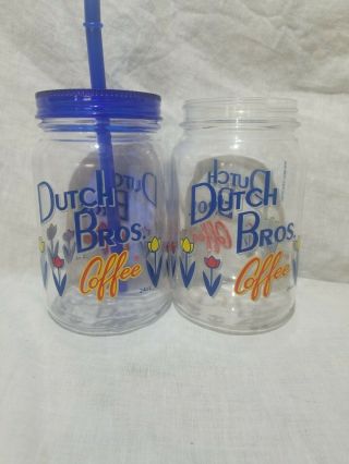 Dutch Bros Brothers Logo Cup Windmill Flowers Mason Jar Clear Coffee Travel Mugs