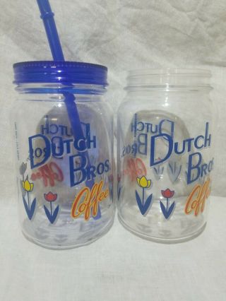 Dutch Bros Brothers Logo Cup Windmill Flowers Mason Jar Clear Coffee Travel Mugs 2