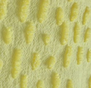 Vintage Canary Yellow Cotton Chenille Blanket Cover Bed Spread Full Size 78 x 98 3