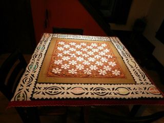 Handmade Ralli Tuk Quilt Table Cloth Embroidered Daisy Ethnic Throw Kantha 3e