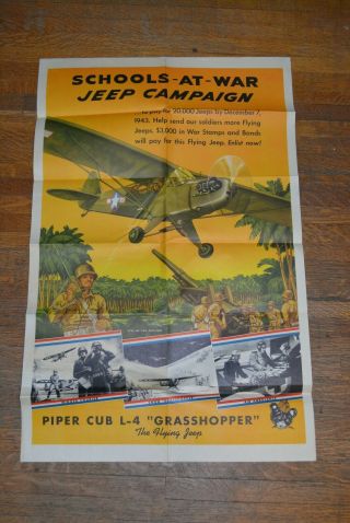 Wwii Era War Bond Poster Schools At War Jeep Campaign