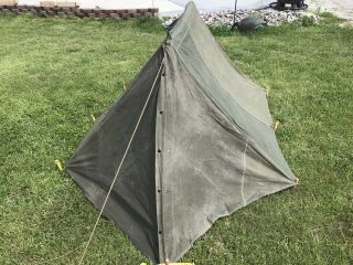 Ww2 Us Army Complete Two - Man Pup Tent Set Both Halves Plus Mosquito Netting