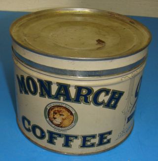 Monarch Coffee Lion Head Vintage Tin 1928? 75 Years