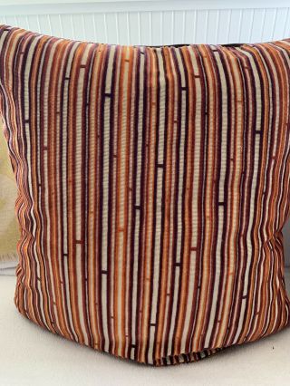 Hermes Paris Fabric Pillow,  Pattern Is " Up & Down " 22x22 Rich Colors Cut Velvet