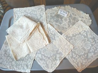 2 Vintage 5 Lace Doilies & 2 Dresser Table Runners Same Pattern