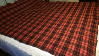 Vintage Wool Blanket Red & Black Plaid,  74 " X54 ",  Stadium,  Lap,  Car Trunk