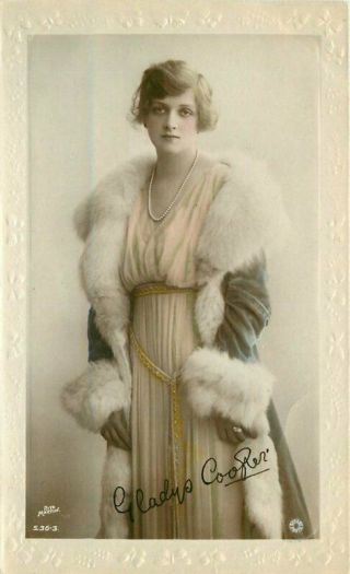 C - 1915 Gladys Cooper Silent Movie Actress Hand Painted Rppc Photo Postcard 4229