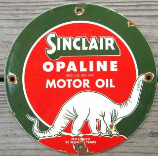 Sinclair Opaline Motor Oil Gasoline Vintage Porcelain Enamel Gas Pump Sign